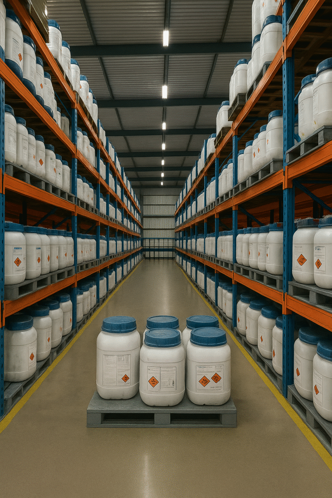 Errores en el almacenamiento de productos químicos y protecciones de seguridad para racks