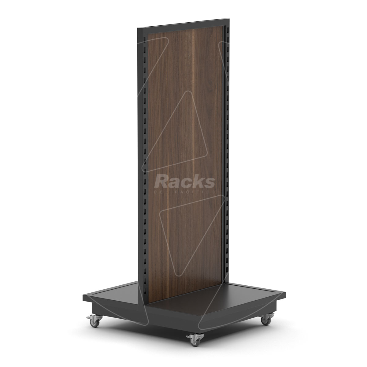 Torre exhibidora simple cara - Módulo vertical compacto sobre ruedas, útil para puntos de venta o islas dentro de la tienda.