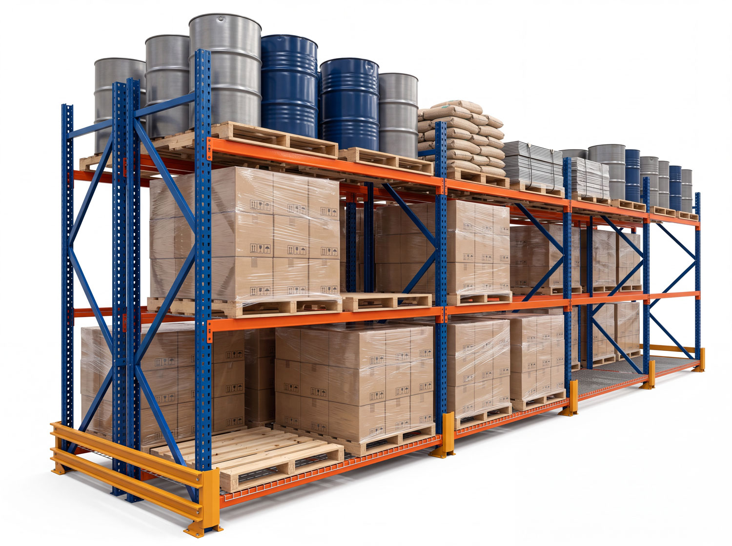 Rack Selectivo Racks del Pacífico - sistema completo con carga de tambores y cajas