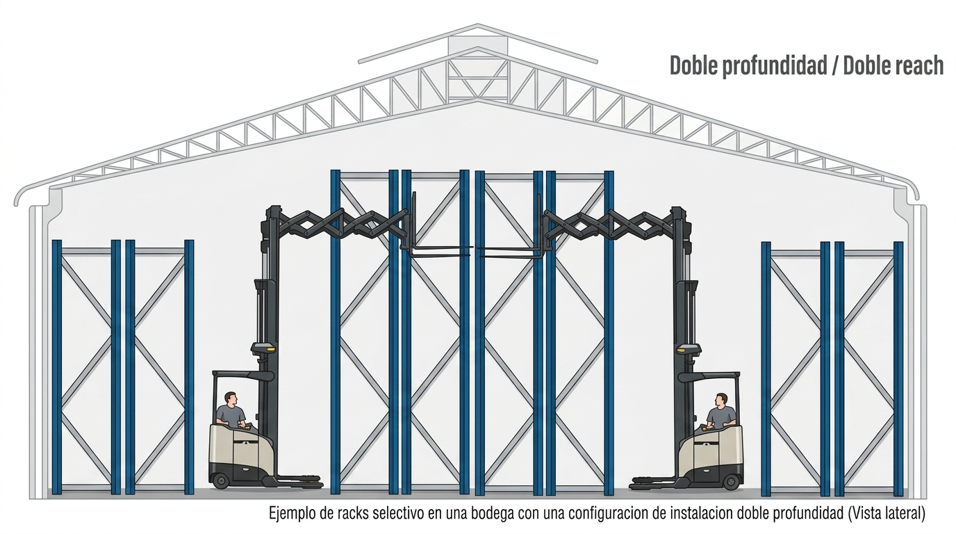 Rack Selectivo - Configuración doble profundidad Doble Reach